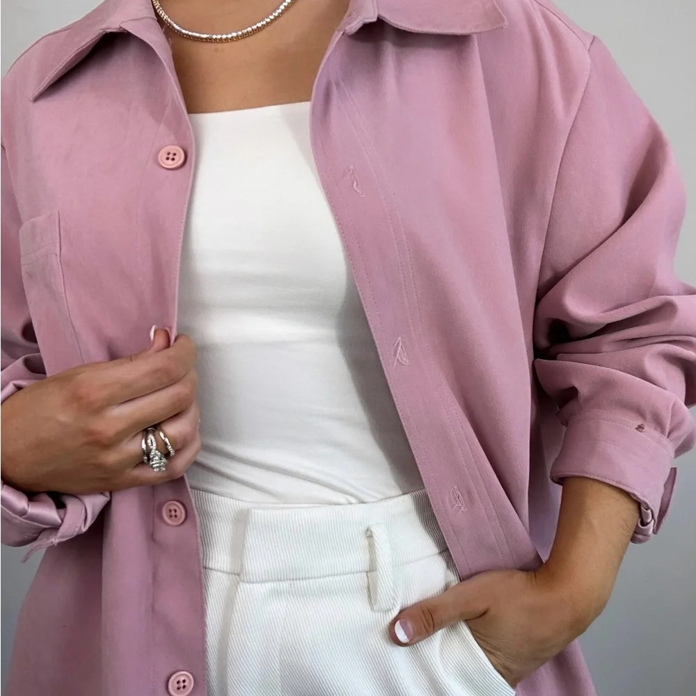 Vintage Croft & Barrow Mauve Pink Button Up Shacket Top - Picture 4 of 11